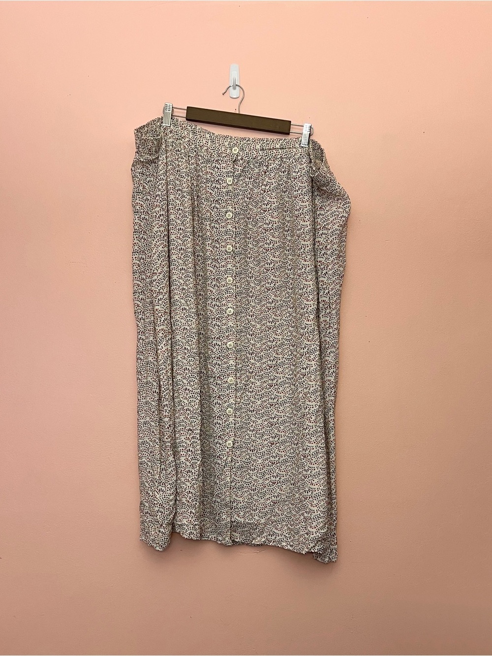 Vintage Timeless Ditsy Floral Lightweight Button Front Midi Skirt 2X